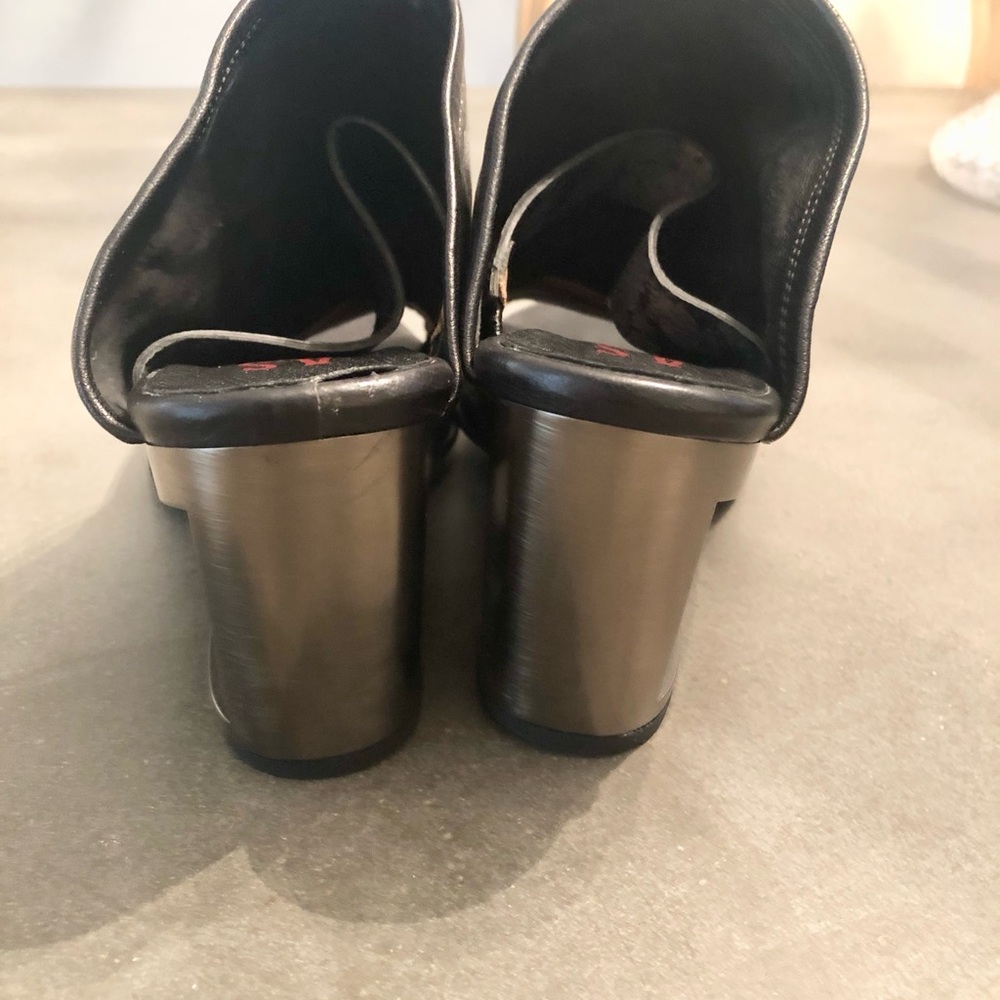 A.S 98 Stylish Black Metallic Slides/Wedge Women's Shoes SZ 7.5 - Picture 9 of 10